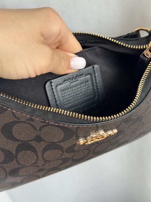 Сумочка Coach Teri коричнева шкіряна чорна сумка на ланцюжку коуч коач