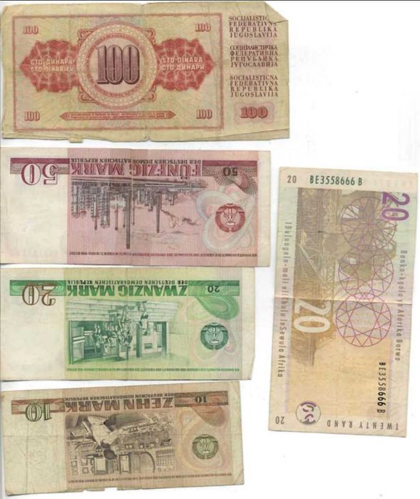 Stare banknoty: mark, dinar, rand