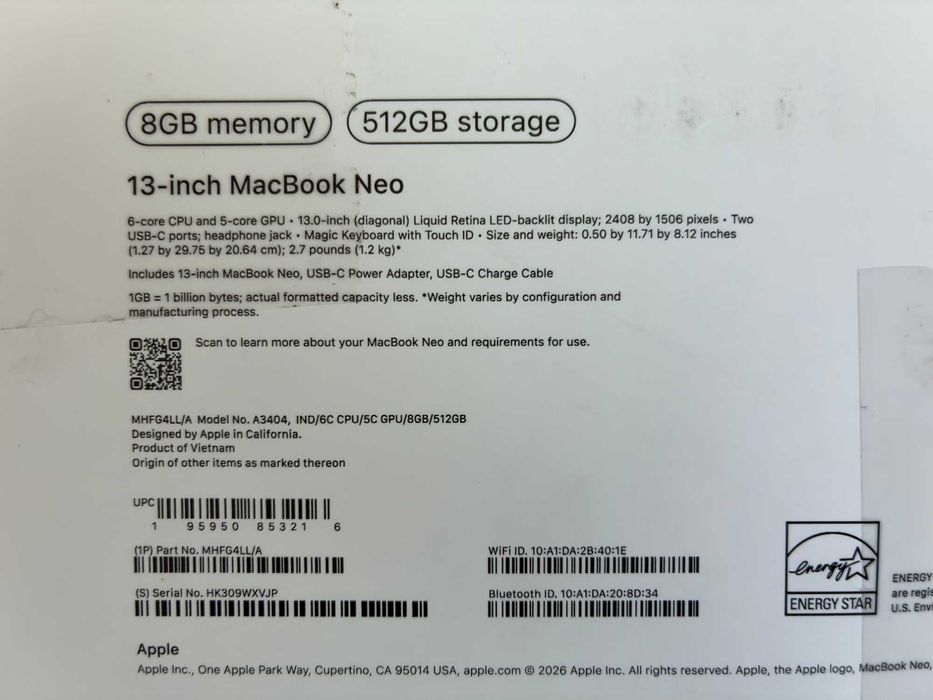 Apple MacBook Neo 8GB 512GB Touch ID Indigo