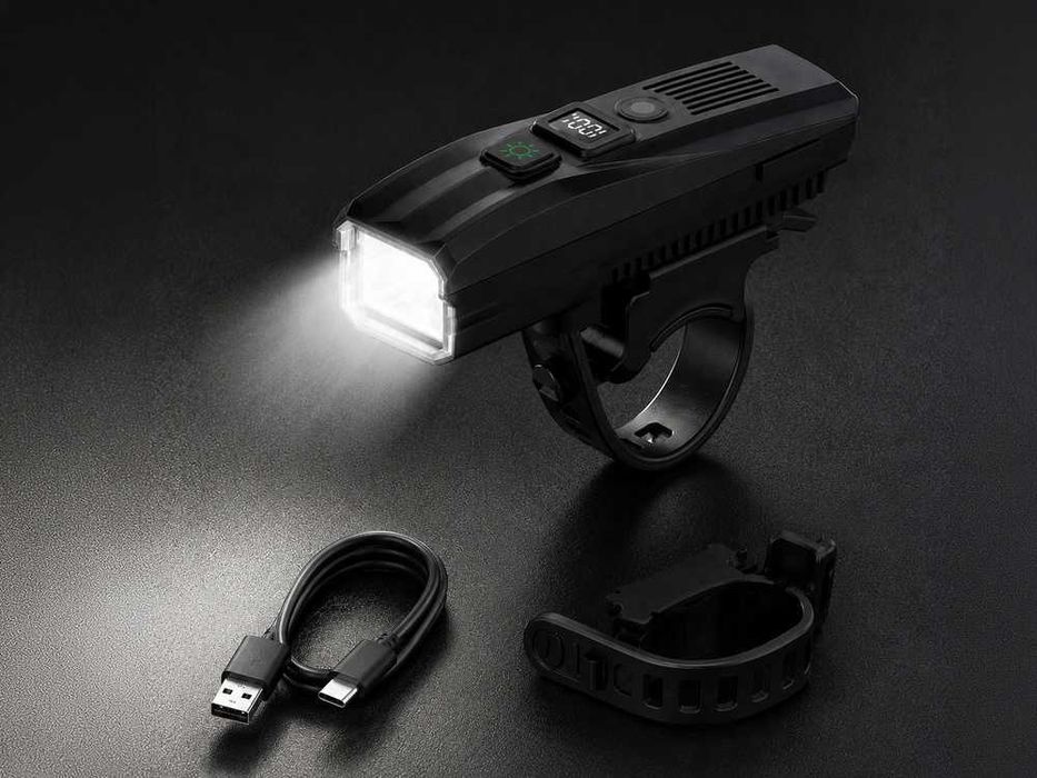 Lampka do roweru przednia LED mocna ładowana USB