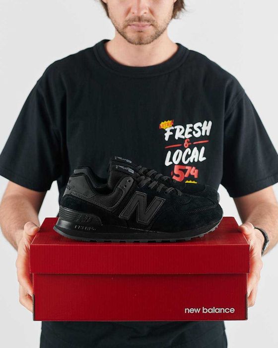 !SALE! New Balance 574 Full Black 36 37 38 39 40 41 42 43 44 45 замша