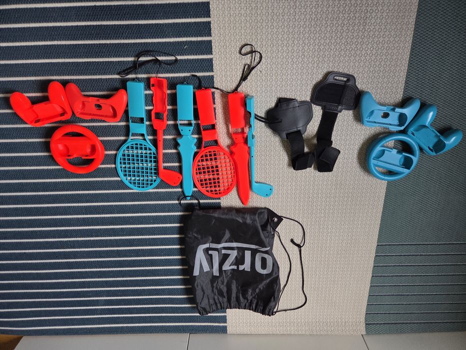 Conjunto Nintendo switch com vários acessórios oficiais