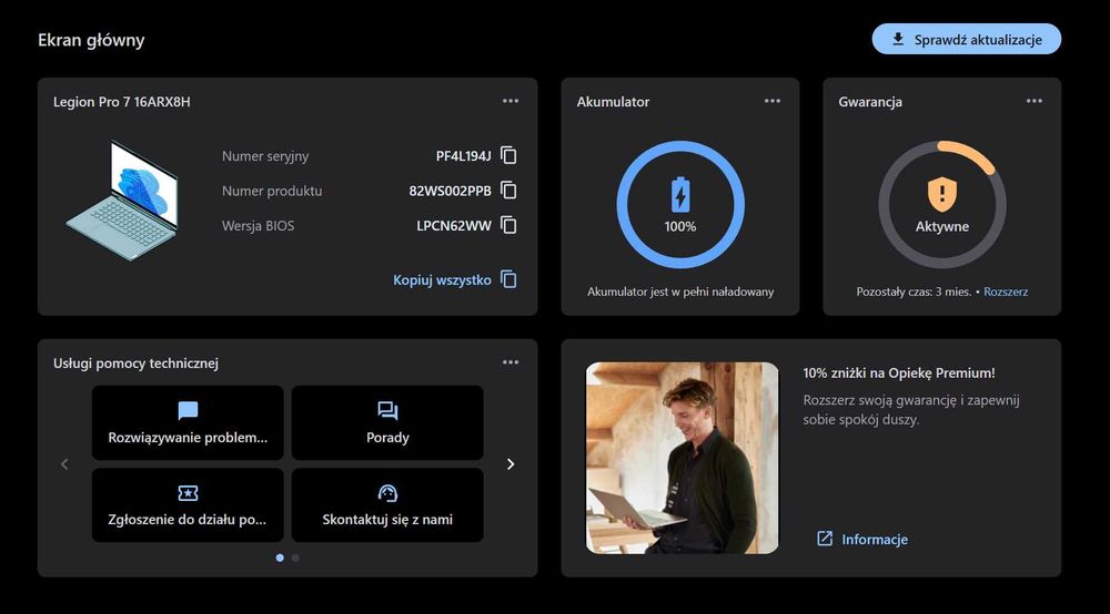 Laptop Gamingowy Lenovo Legion Pro 7 Gen-8 16ARX8H RTX4080 Black Frida