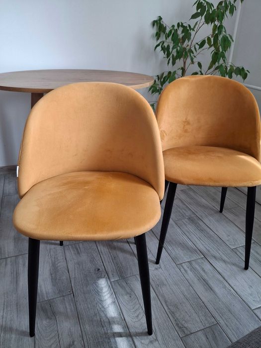 Krzesła tapicerowane welurowe żółte 2 szt.