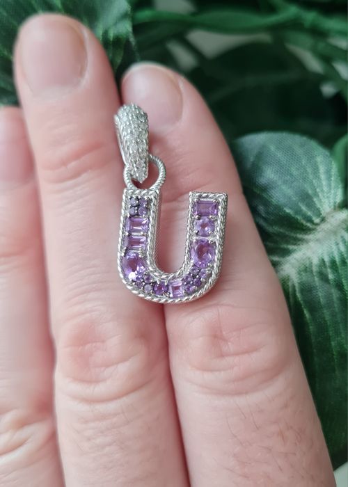 Подарочный кулон подвес U Judith Ripka аметисты цирконы серебро 925