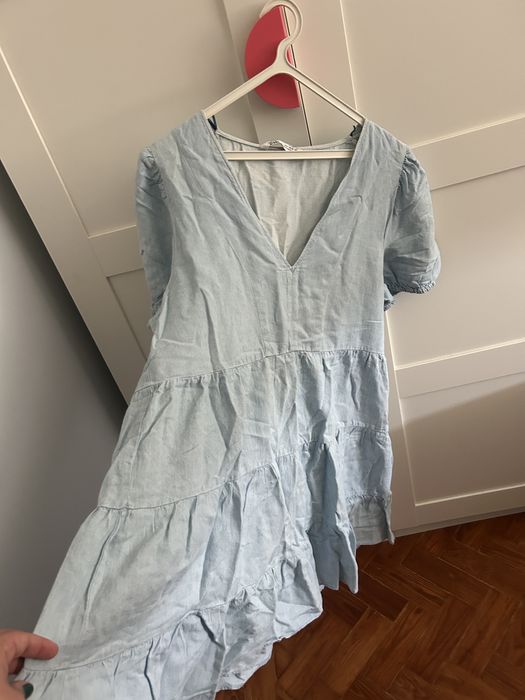 vestido ganga clara - tam L - zara