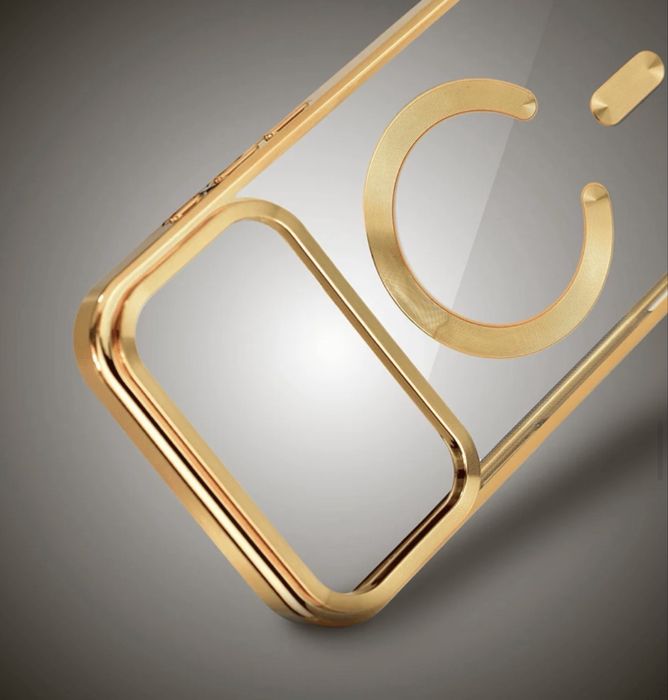 Etui do iPhone 17 Pro MagSafe Luxury Protect przeźroczyste, złote