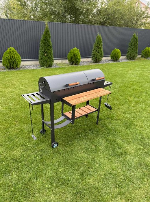 Мангал з кришками для барбекю метал 5 мм з поличкою для дрів