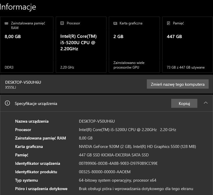 ASUS Intel Core i5-5200U/8GB/512GB/  15,6"