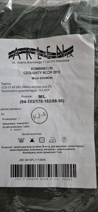 Kombinezon czołgisty 634/MON wz. 2010  r. M/L