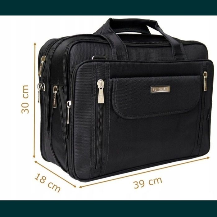 Duża Torba męska na laptop do pracy na ramię listonoszka dwukomorowa