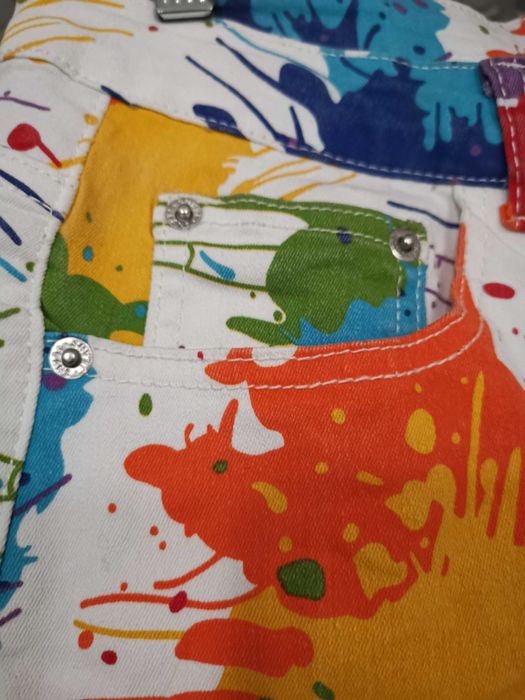 Spodnie jeansy boho popart hippie nowe r.S/28 bajecznie kolorowe