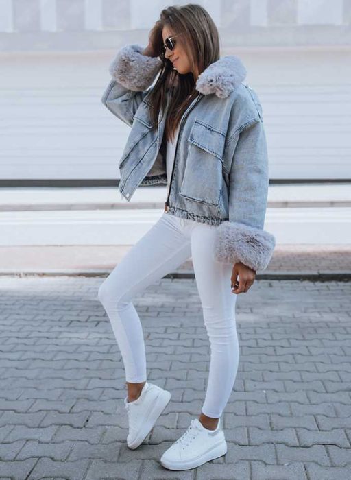 Kurtka damska jeansowa niebieska