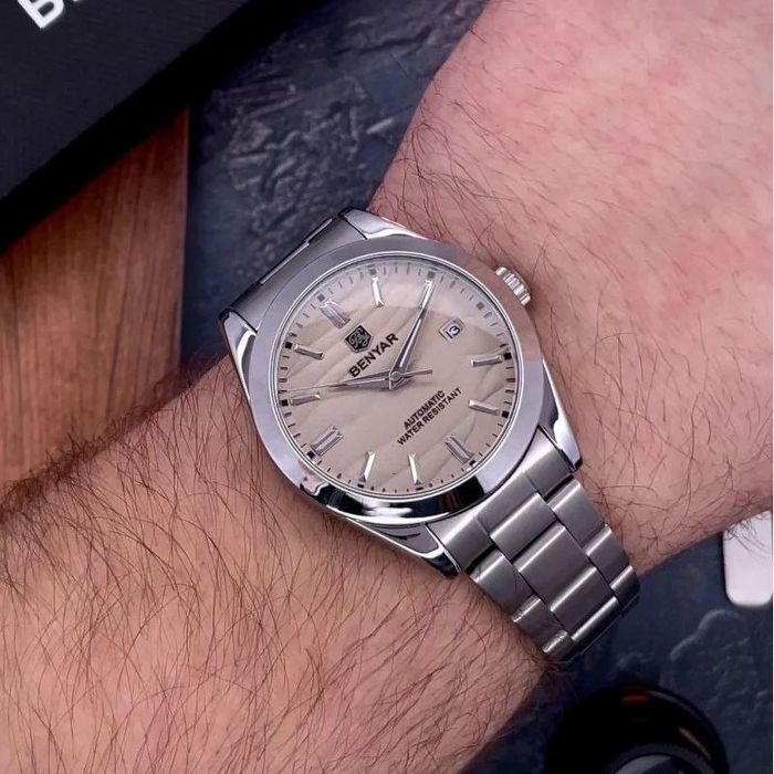 Годинник Benyar у стилі Wave Dial Yellow: Механічний з автопідзаводом, Сталевий