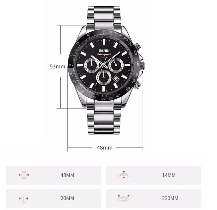 Нові чоловічі годинники SKMEI — металевий браслет