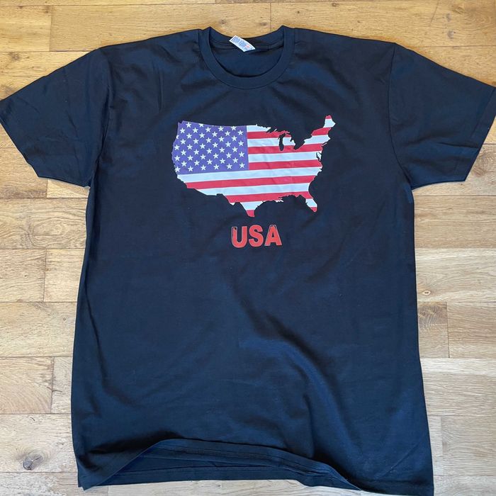 Gildan Męski Modny T-shirt Flaga USA Lato Bawełna Rozm. Xl