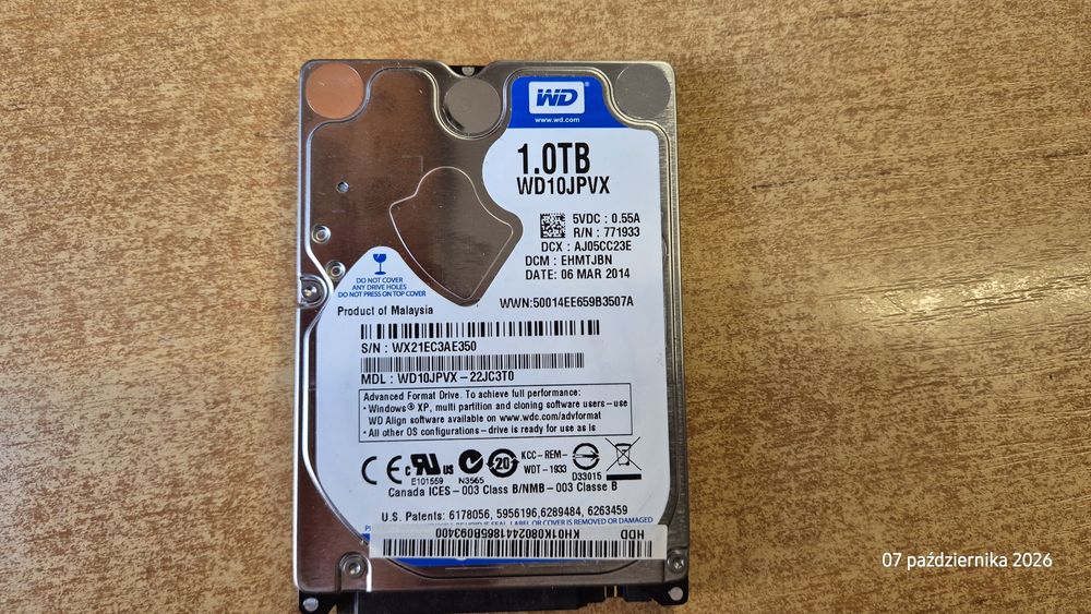 Dysk  HDD 1.0 TB wyjęty z acera
