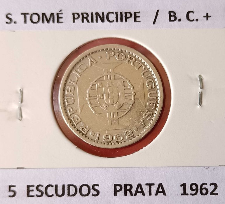 Moeda Portuguesa de 5 Escudos da ex Colónia de Sã0o Tomé e Príncipe