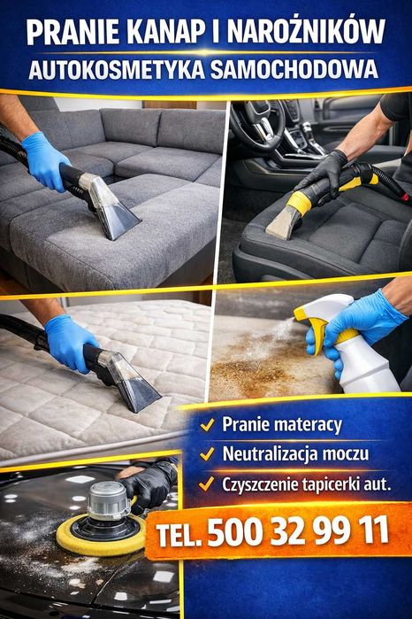 Pranie kanap, materacy, foteli, krzeseł. Neutralizacja moczu!