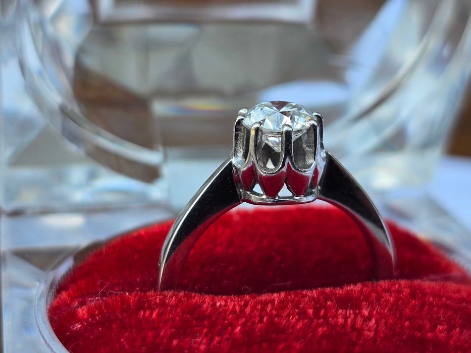 Stary złoty pierścionek diament brylant 1,01 ct