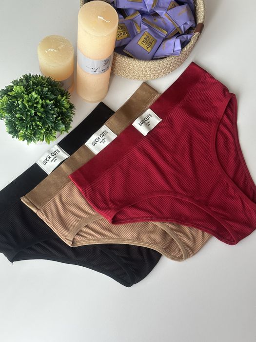 Жіночі бавовняні трусики в рубчик з широкою резинкою зверху: 70 грн ...