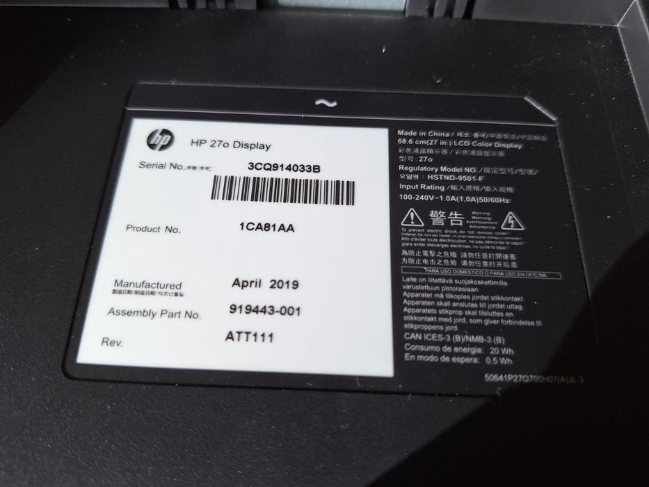 Monitor HP de 27 polegadas