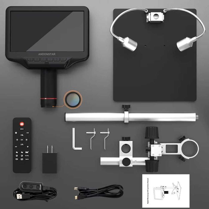 Цифровий мікроскоп Andonstar AD407Pro з HDMI і металевою базою/стійкою