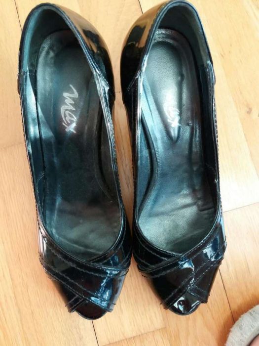 Sapatos abertos n.38 verniz preto