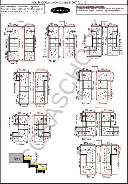 Schody Modułowe DUDA Model MAXIMA 00 U-180 12 elementów