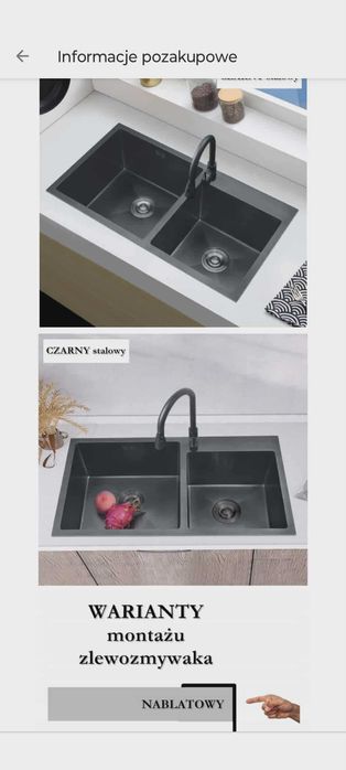 Zlew STALOWY dwukomorowy