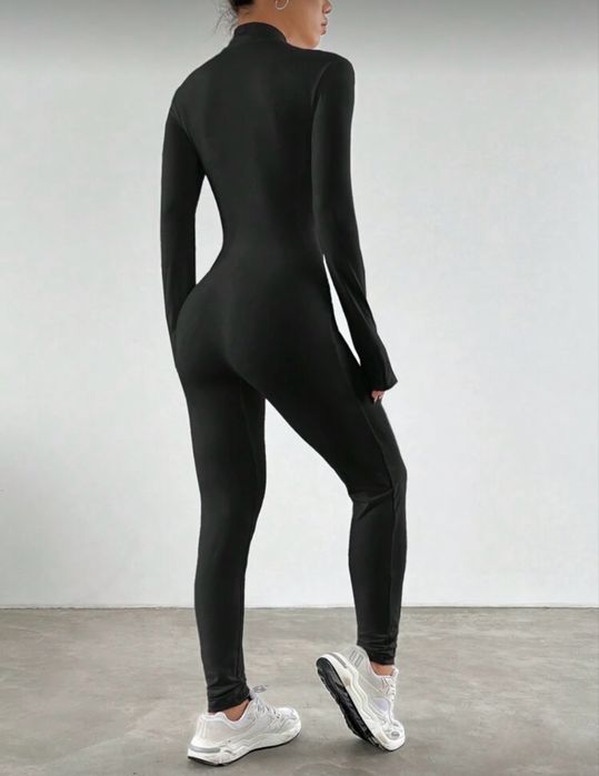 Kombinezon damski sportowy długi rękaw czarny elastyczny S