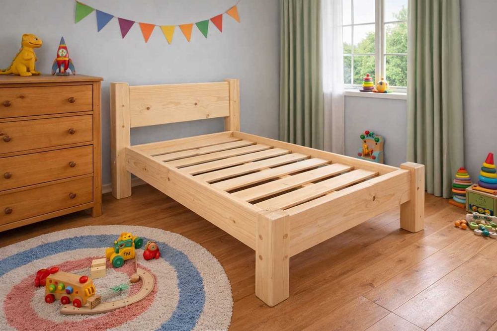 PRODUCENT Łóżko z litego drewna, drewniane, stelaż góralski PREMIUM