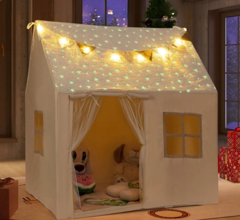 Duży domek dla dzieci, namiot do zabawy, że świecącymi gwazdkami