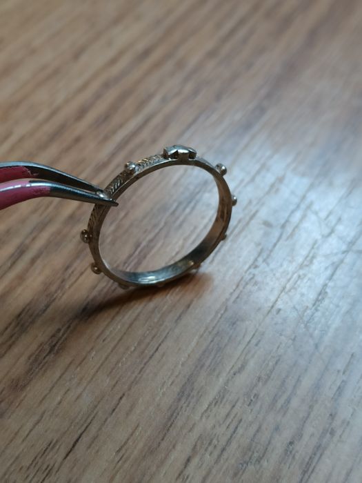 Srebrny Różaniec Na Palec Obrączka Srebrna Pierścionek PRL Vintage