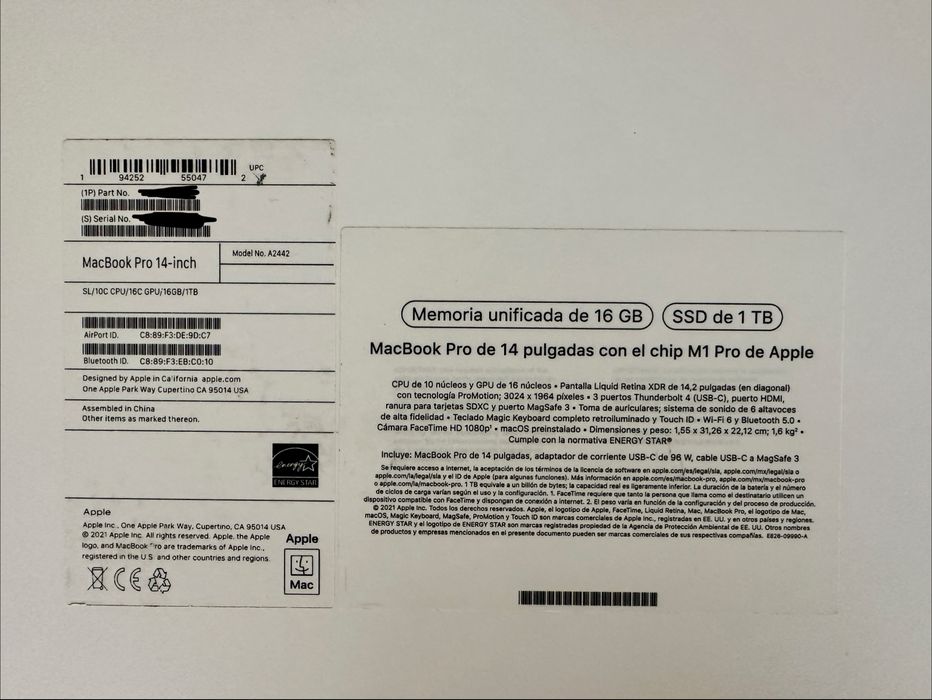 Macbook Pro 14 M1 16 GB 1 TB