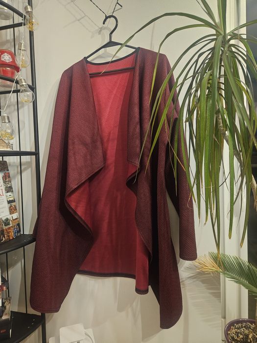Długi kardigan , elegancki, bordowy