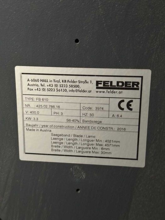 Вертикальна стрічкова пила FELDER FB 610