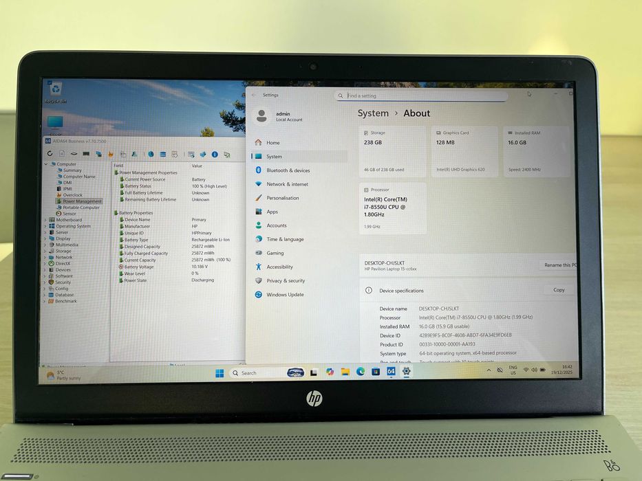HP Pavilion 3168ngw /i7-8550U/ 16GB/SSD 256GB/ FHD IPS
