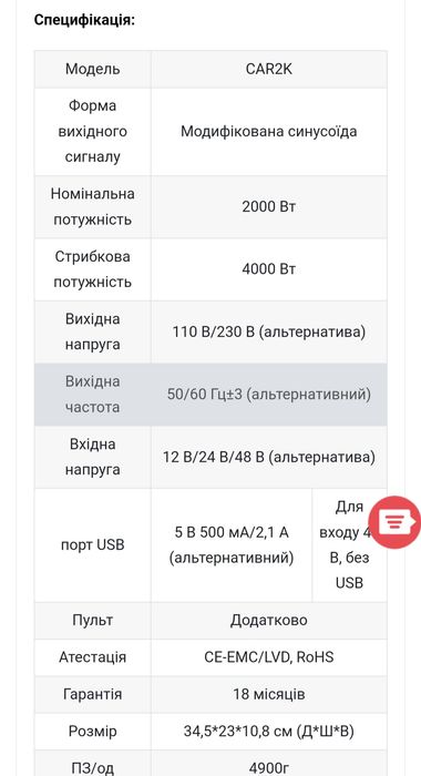 Продаються якісні Інвертори CARSPA 24V - 2000W