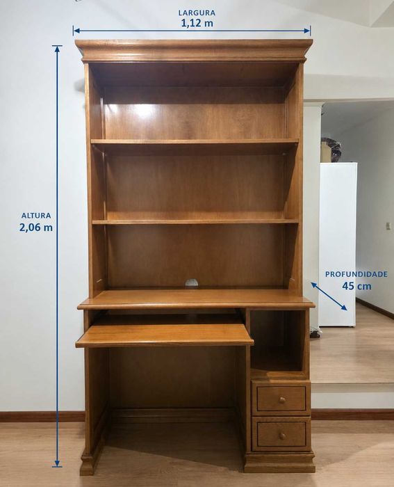 Secretária / Estante em Madeira Maciça – 100€ (negociável)