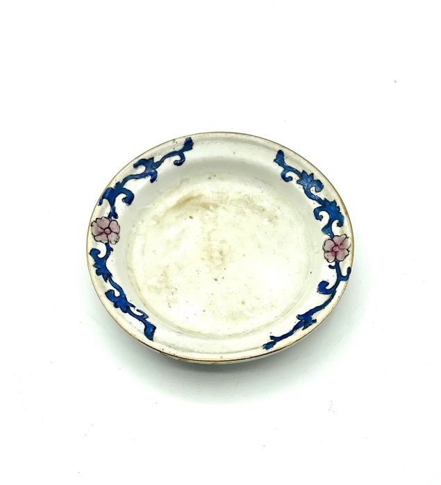 Prato ceramica chinês seculo 19 Familia Rosa