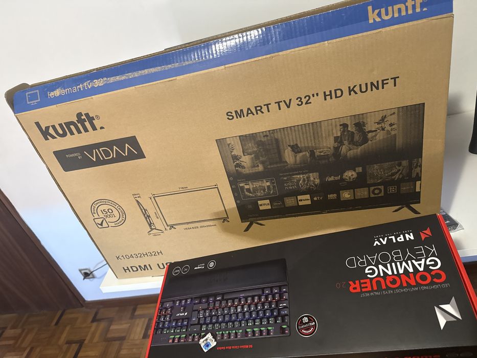 TV(kunfl) 32’’ ; Teclado game e rato game