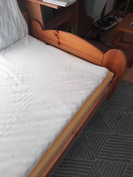 Łóżko 210x90 dla wysokiej osoby solidne stabilne mocne sosnowe drewno