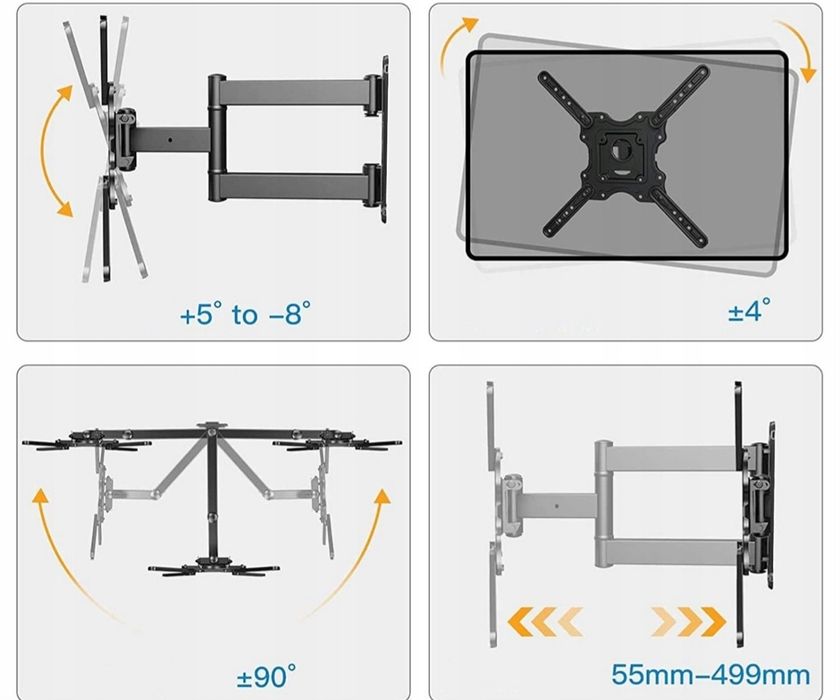 PERLESMITH PSMFK12 Uchwyt do Telewizora Obrotowy 13-42'' Max 19,5kg