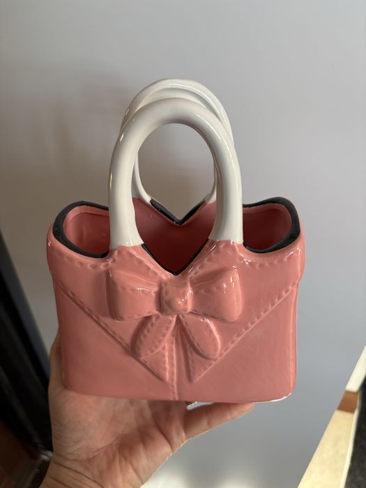 Wazon ceramiczny  mała torebka z kokarda