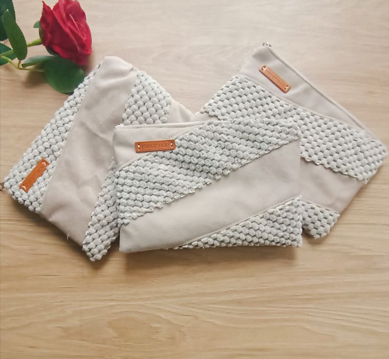 Saszetka kosmetyczka organizer welur handmade