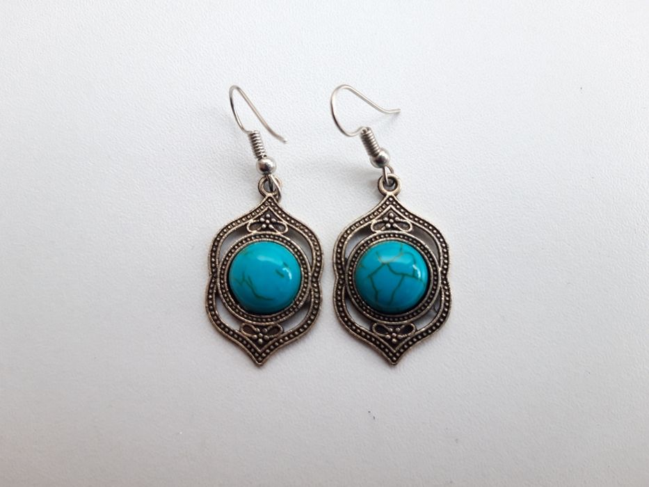 2 pares de brincos étnicos (vermelho + azul turquesa) - NOVOS
