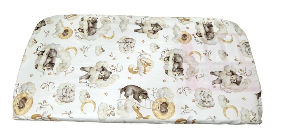 Prześcieradło do dostawki 47x82 KINDERKRAFT bawełna 100%, beżowy miś