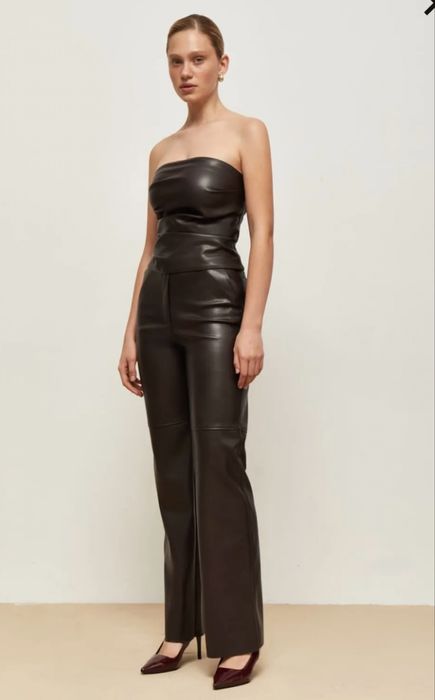 Шоколадні шкіряні штани з еко-шкіри, Papaya, S