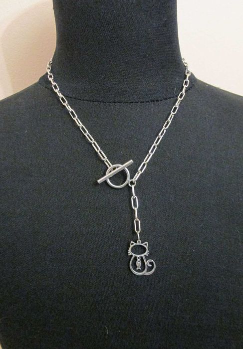 Colar corrente com gato pendente - Novo